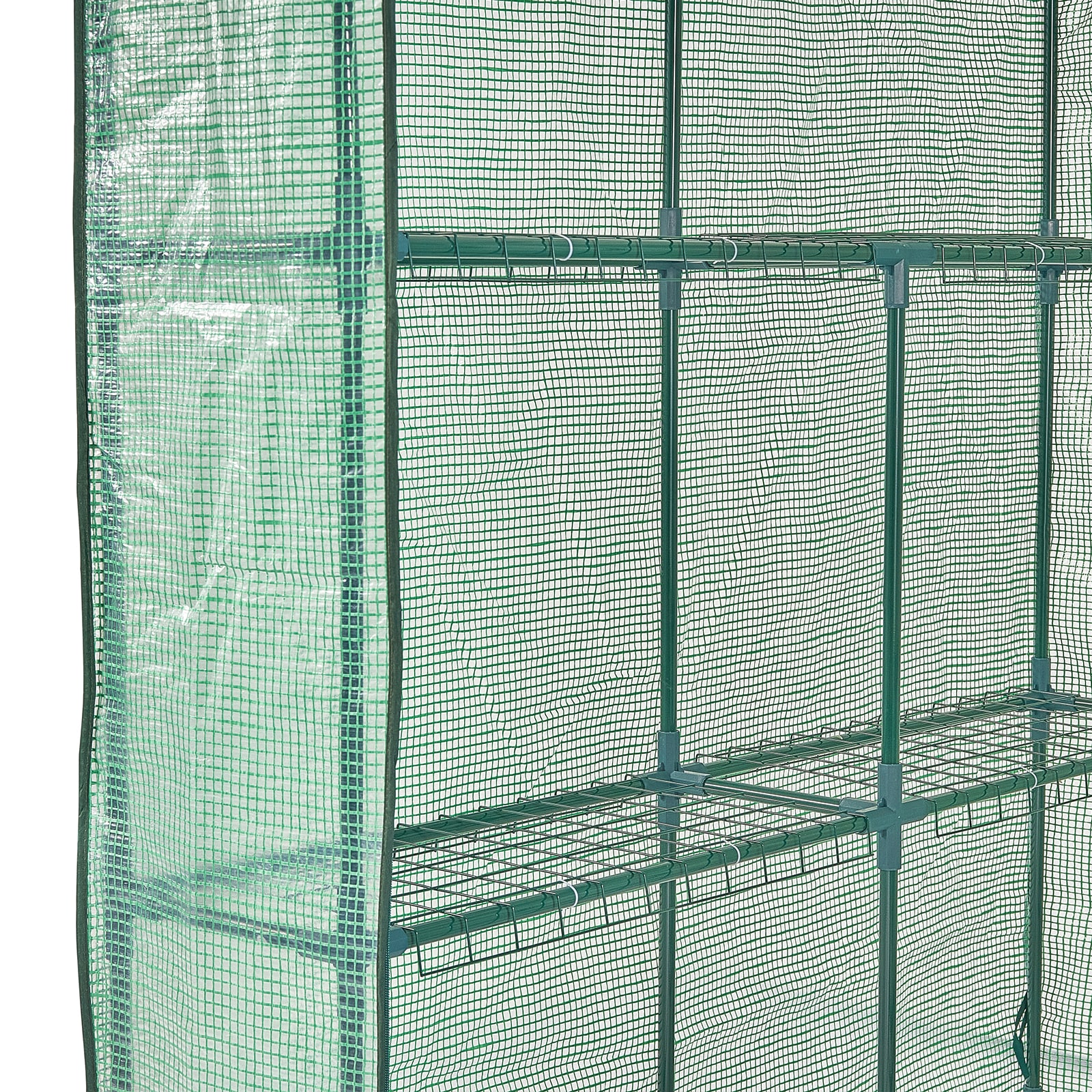 Walk-in Green House, 4.6 X 4.6 X 6.6 Ft , Greenhouse With Shelves, High Strength PE Cover With Zipper Door And Steel Frame, Assembly In Minutes, Suitable For Planting And Storage_maomaolike.com